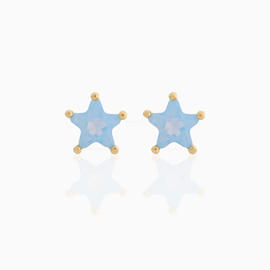 Gold Milky Blue Star Studs