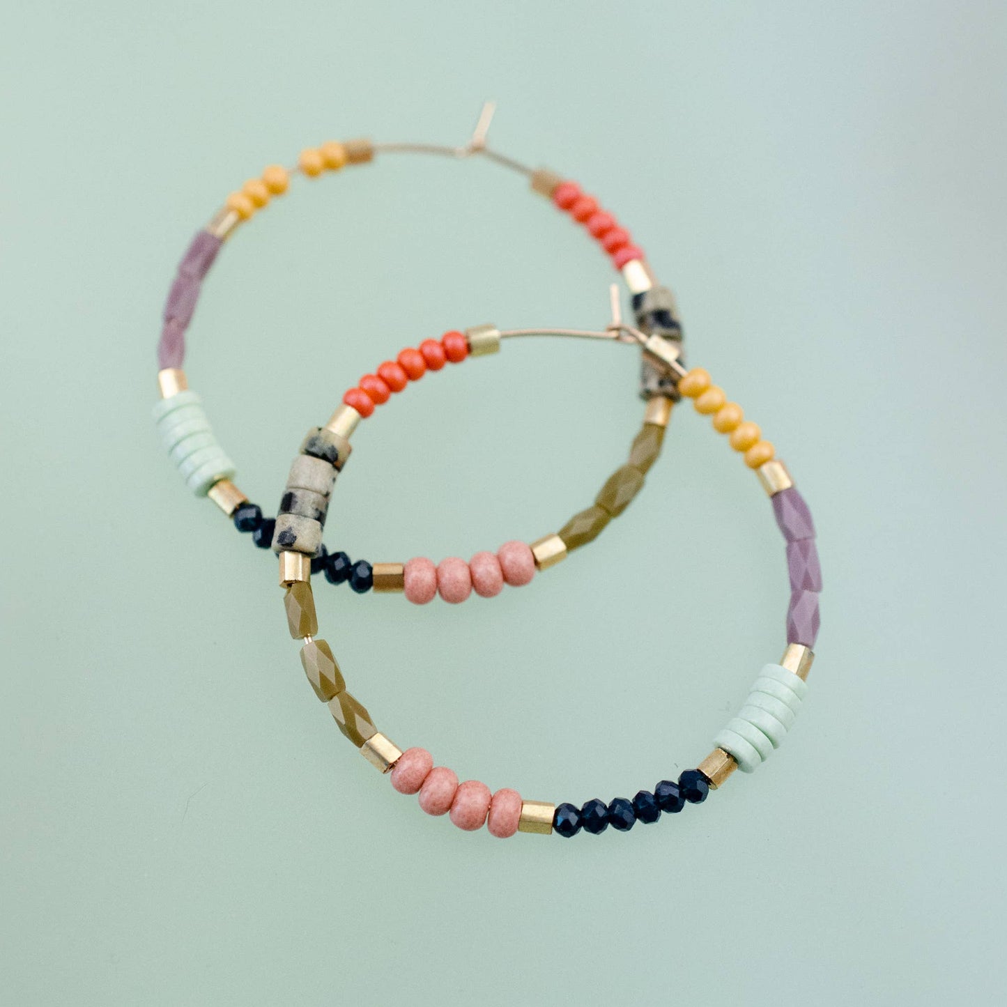 Colorful Seed Bead Hoops