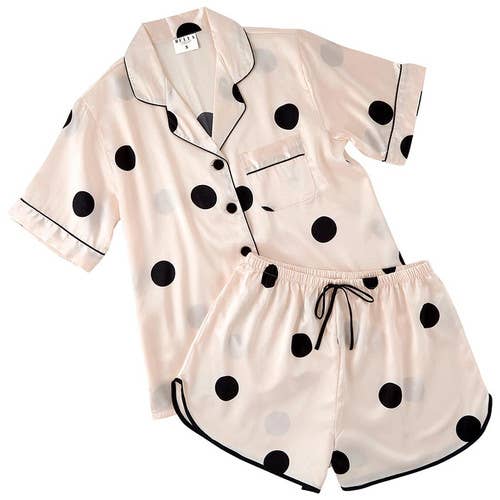 Blush and Polka Dot Satin PJ Set