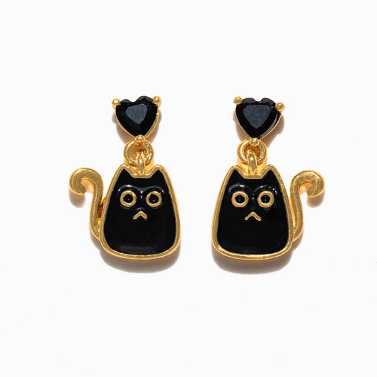 Gold Scaredy Cat Earrings