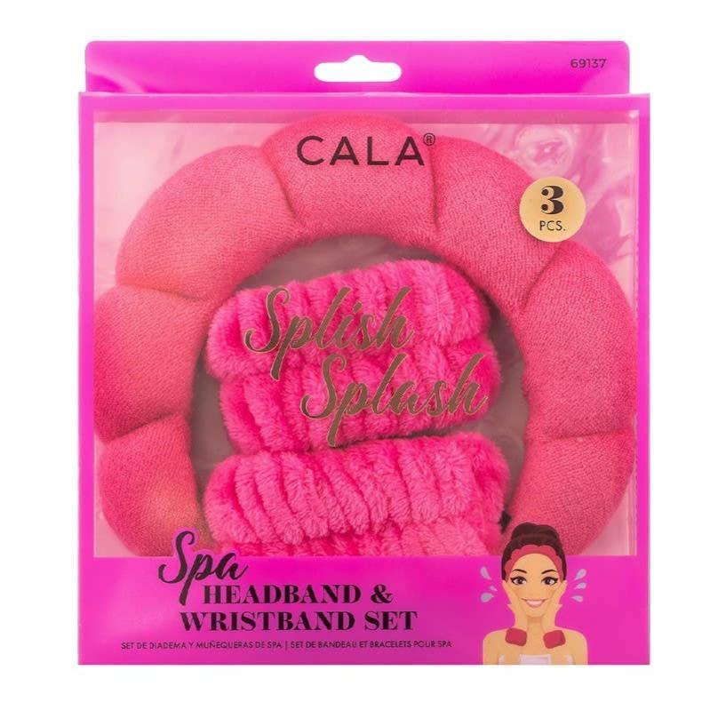 Hot Pink Spa Headband & Wristband Set