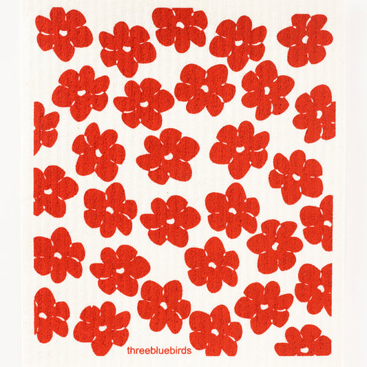 Red Poppies Swedish Dishcloth