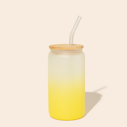 Yellow Reusable Glass Tumbler