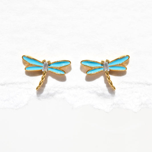 Gold Dragonfly Studs