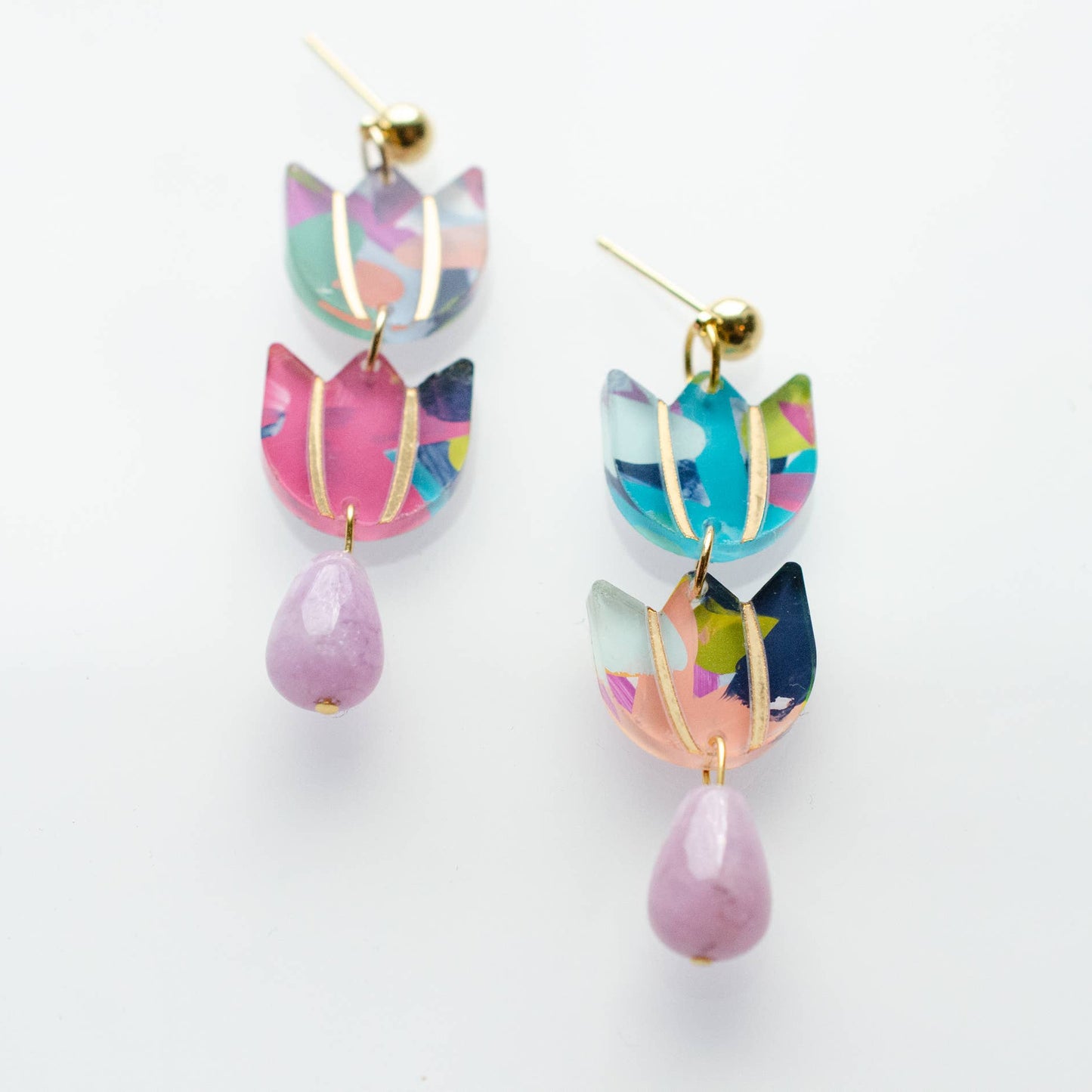 Hand-Painted Tulip Earrings