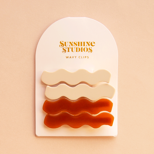 Cognac Wavy Hair Clips