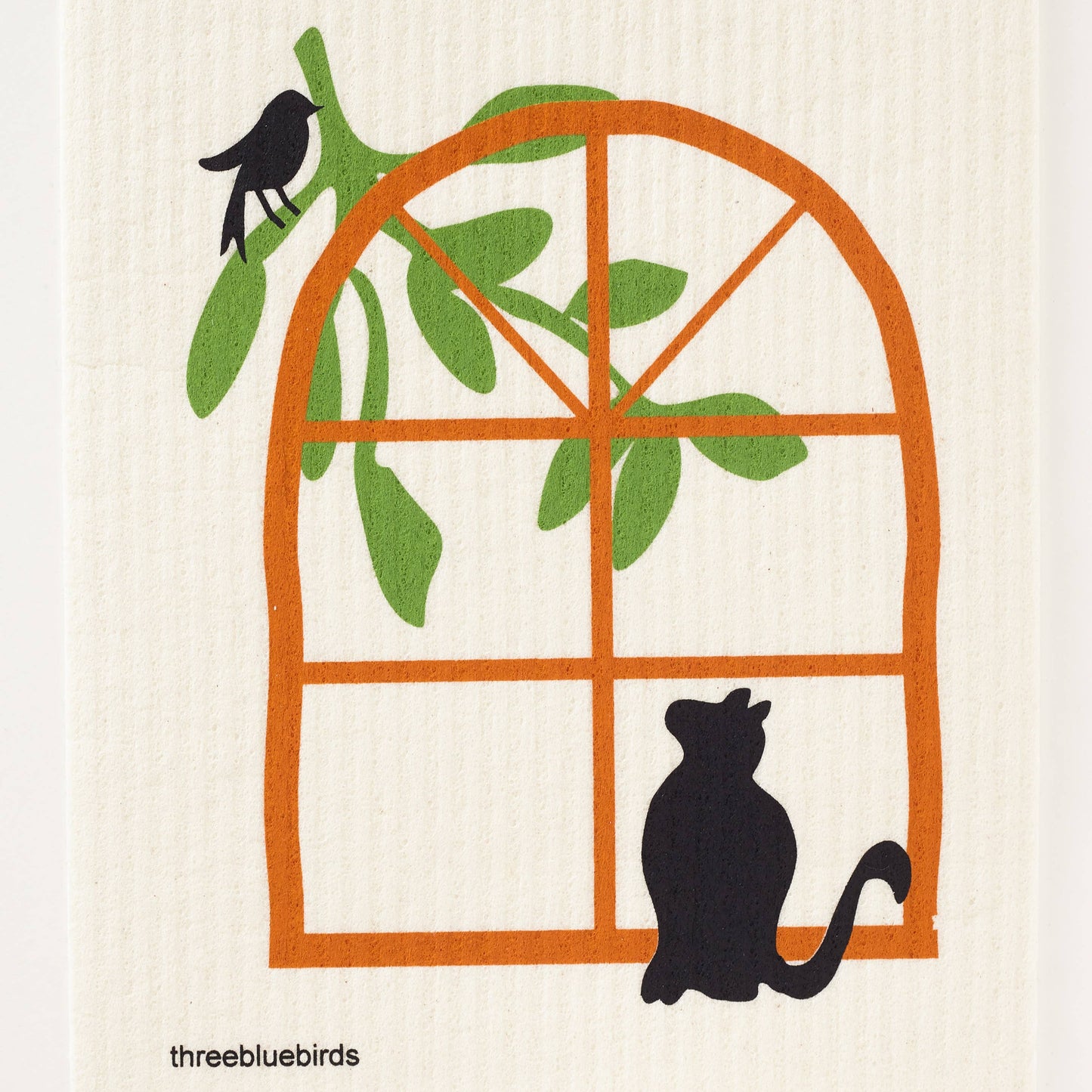 Cat in Window Swedish Dishcloth