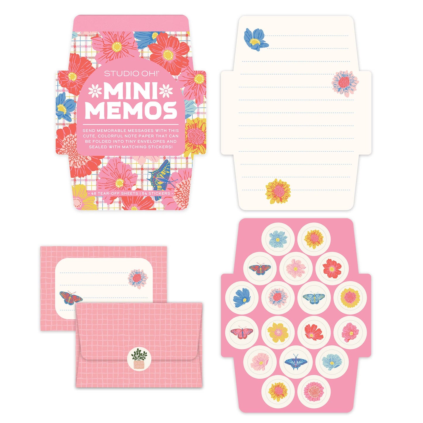 Plaid Blossoms Mini Memo with Stickers