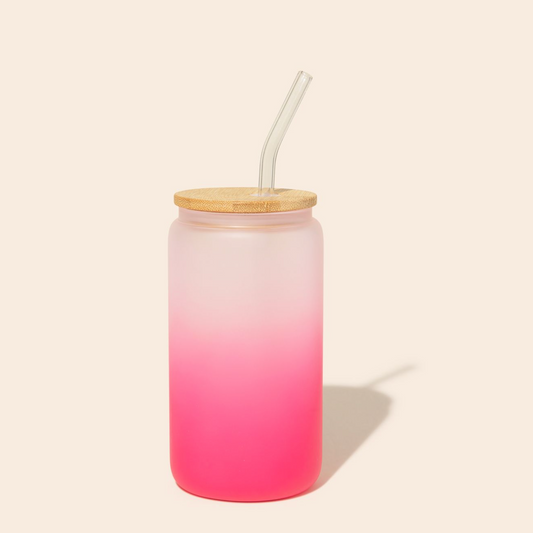 Pink Reusable Glass Tumbler