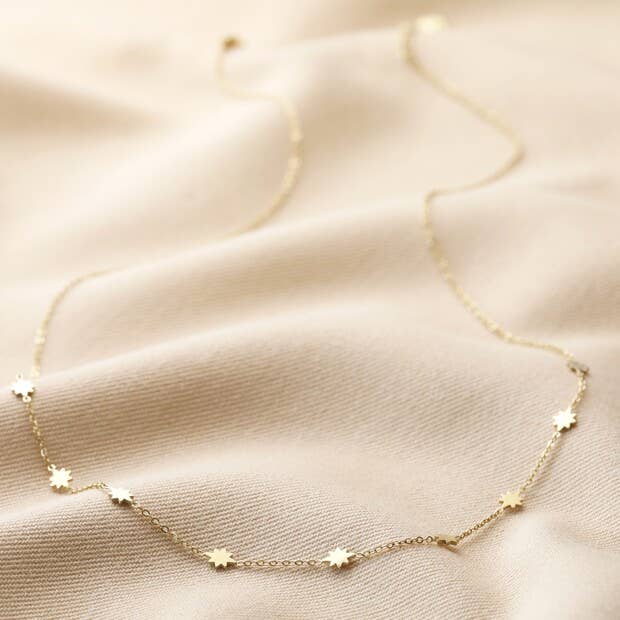 Long Starry Necklace in Gold