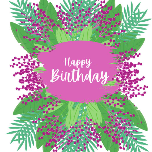 Pink Floral Birthday Card